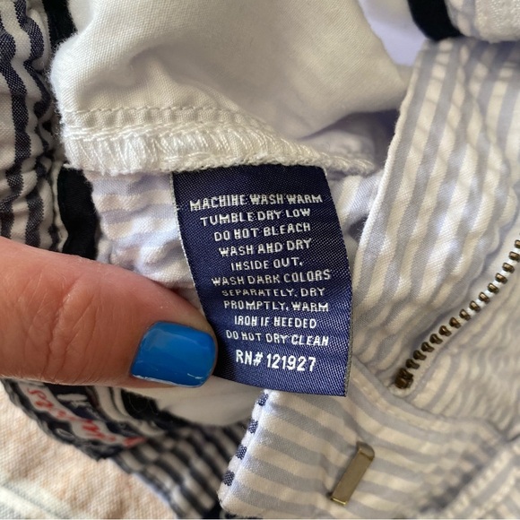 Johnnie-O Blue White Stripe Seersucker Surfsucker Shorts 6 - Picture 11 of 12